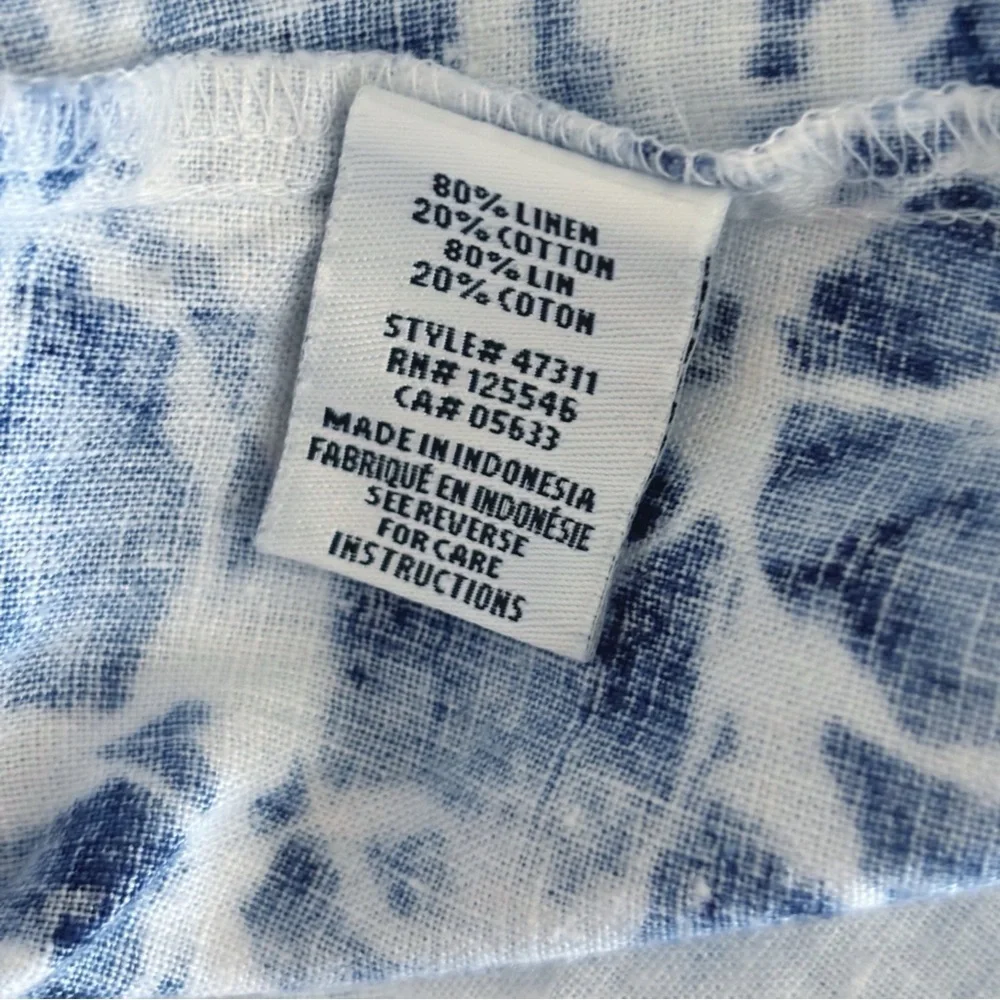 Habitat Batik Tie Dye Linen Button Front Shirt Small Coastal Grandma